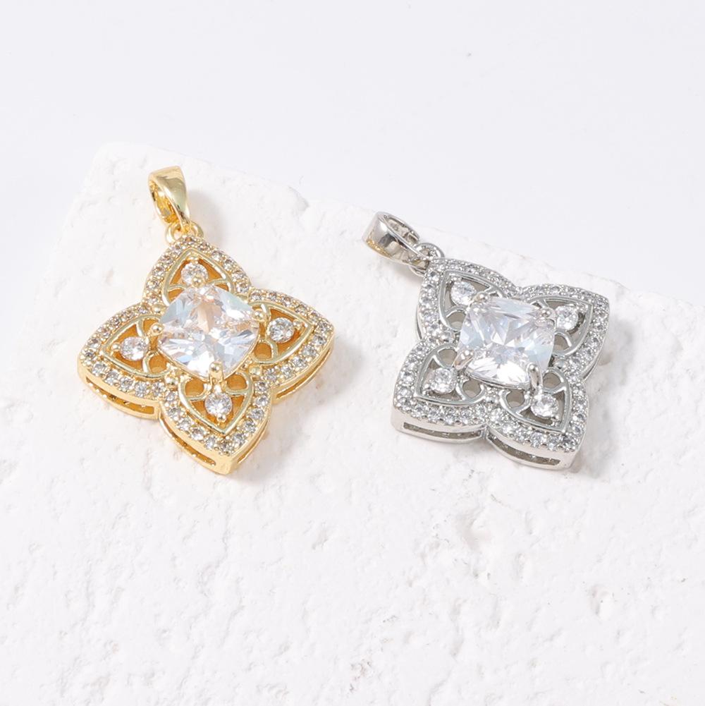 Luxury Four-Leaf Clover Pendant with Main Diamond & Zirconia Accents