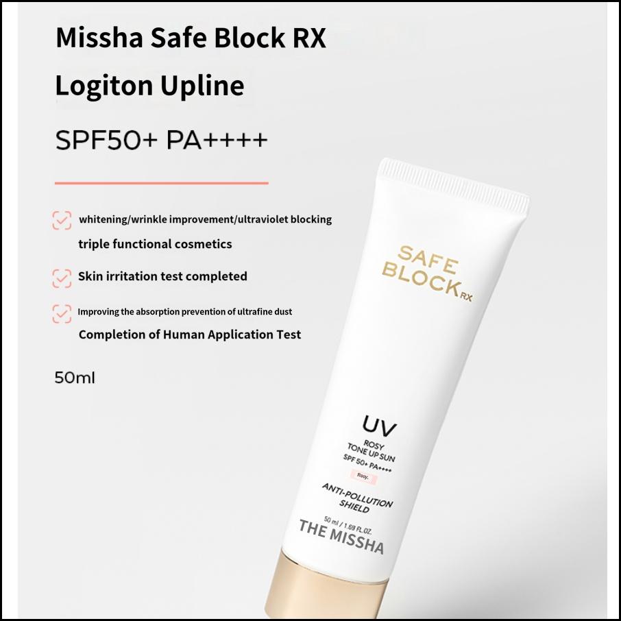MISSHA Safe Block RX UV Rosy Tone-Up Krem przeciwsłoneczny SPF50+ PA++++ 50ml Rozjaśniająca ochrona UV dla skóry wrażliwej