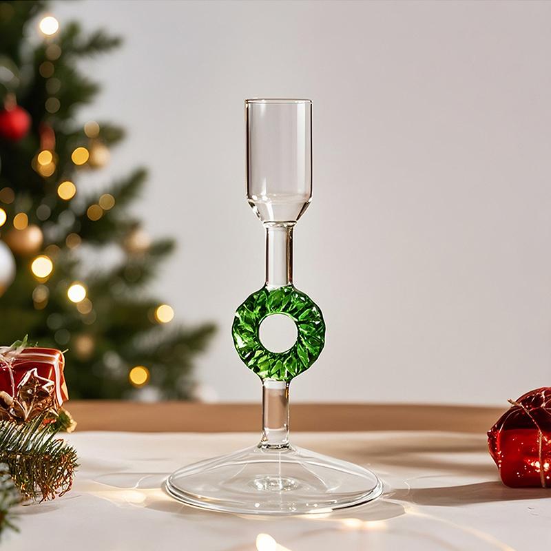 1PC Green Party Glass Candlesticks Nordic 2-in-1 Glass Candle Holder Vintage Multiple Options Available