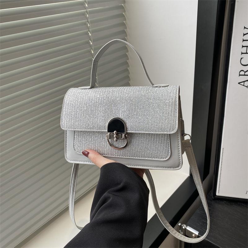 Contrasting Color Trend Fashion Small Square Bag Women's 2025 New High-end Texture Messenger Bag Niche Simple Casual Shoulder Bag