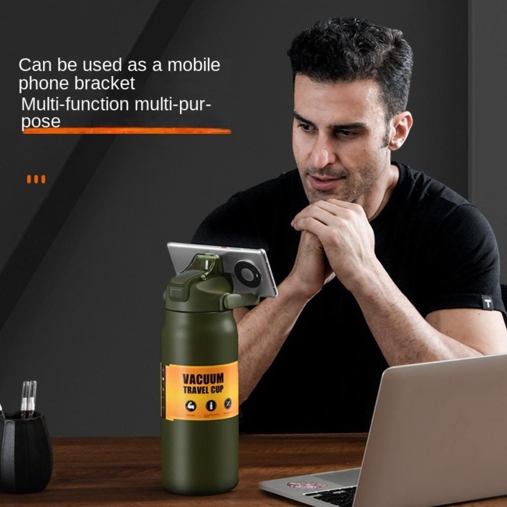 Termohrnek z nerezové oceli 304 s brčkem 2 v 1, kelímek na pití, kelímek na studenou vodu