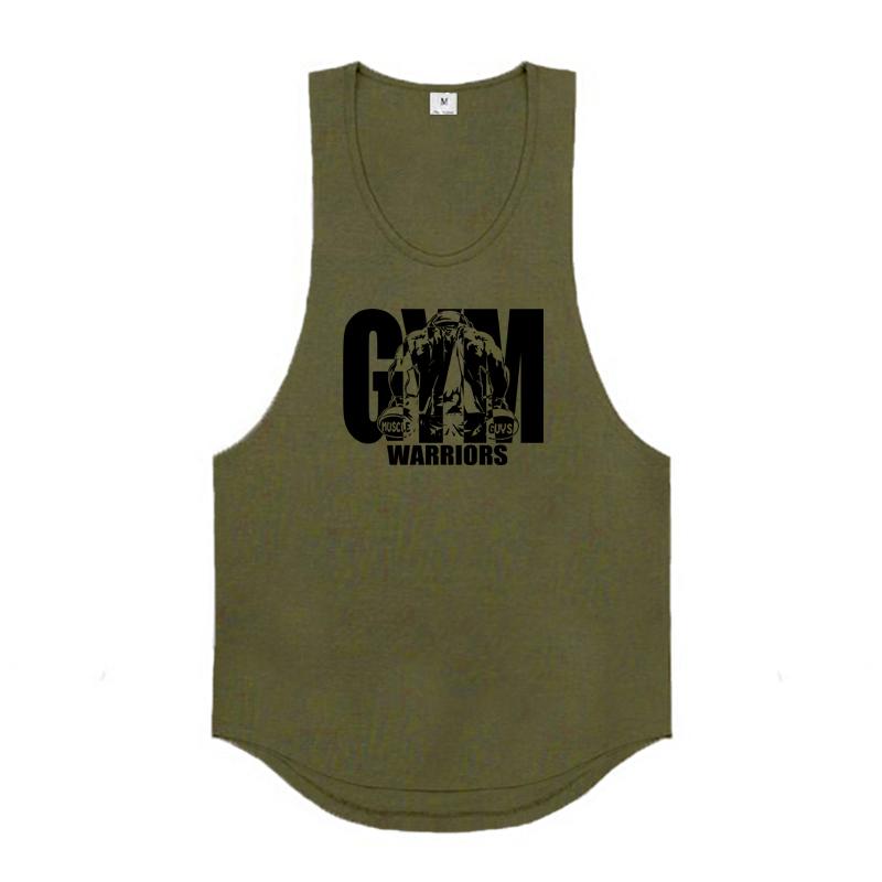 Muscleguys Solid Color Cotton Sports Breathable Vest Men's Training Sleeveless Running Slim Elastic Fitness Clothes