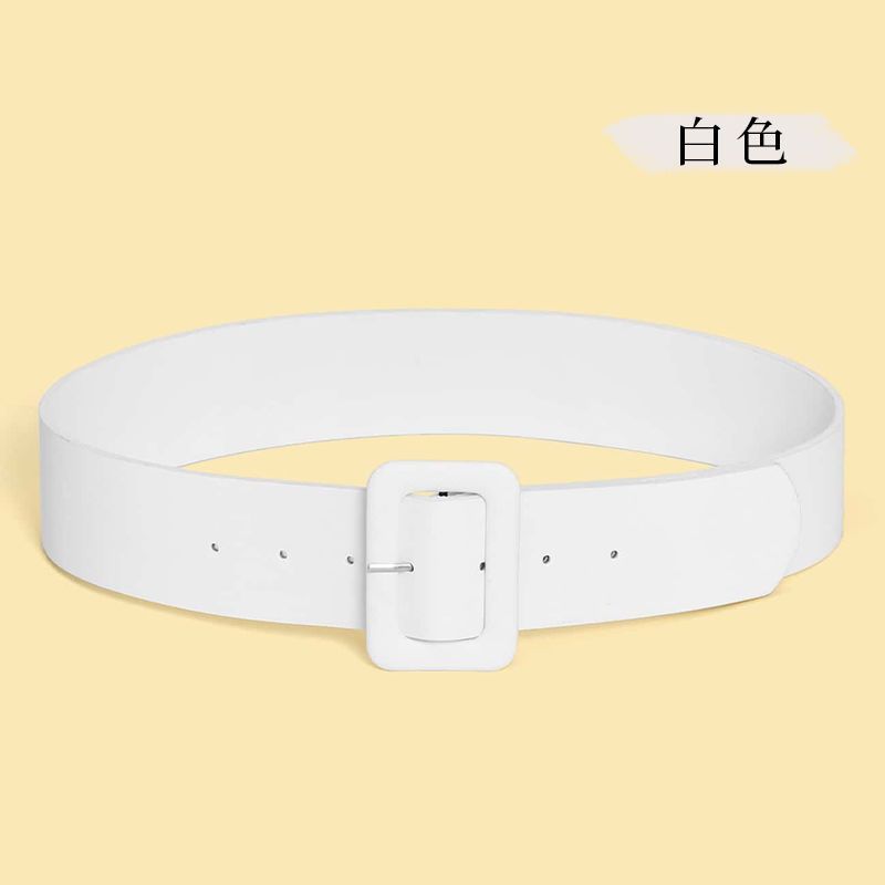 

Широкий пояс из искусственной кожи для женщин с пряжкой, идеально подходящий для подчеркивания фасона платья белый