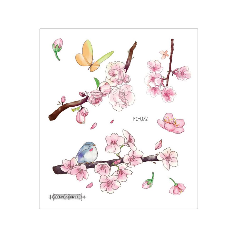 Waterproof Cherry Blossom Tattoo Sticker - Elegant Small Fresh Flower Design for Arm or Collarbone
