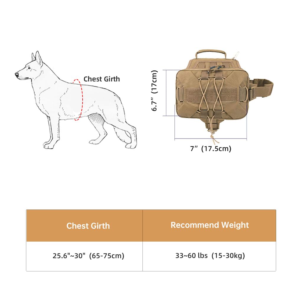 EXCELLENT ELITE SPANKER Saddle Backpack Hiking Backpack Training Equipment Service Dogs Hunting Dog Backpack with 2 Side Pockets for Medium Large Dogs