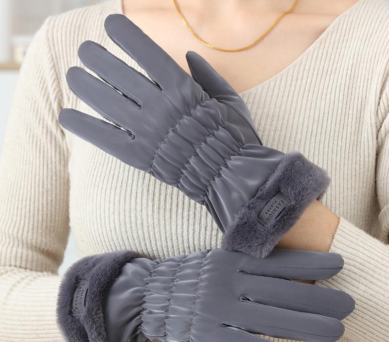 Women Winter Plush Thick Korean Version Cute Anti Cold Snow Gloves with Touch Screen Anti Splash Gloves