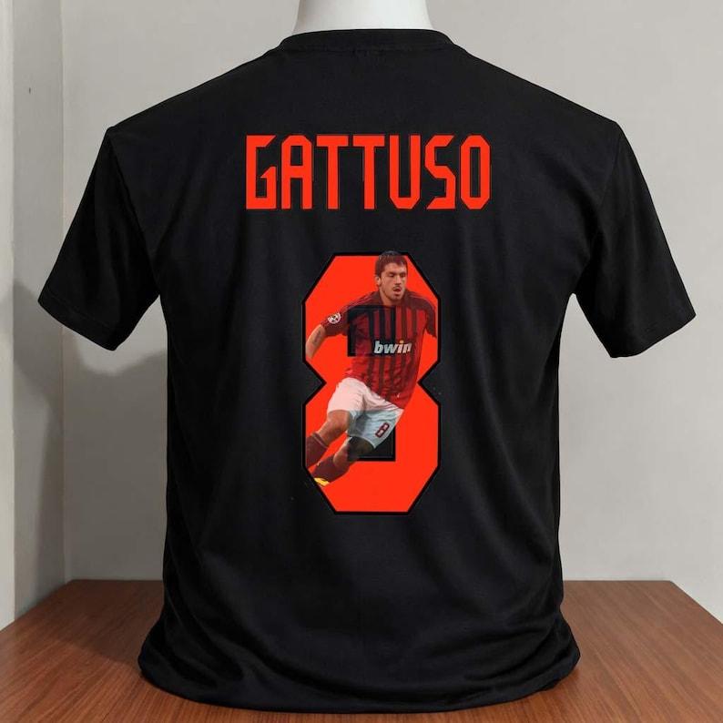 gennaro gattuso t-shirt black color ac milan cartoon version 4XL