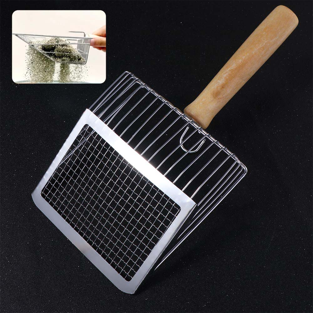 Wooden Handle Cat Litter Scoop 2 In 1 Kitten Toilet Cleaning Tool Pet Litter Shovel  Litter Box