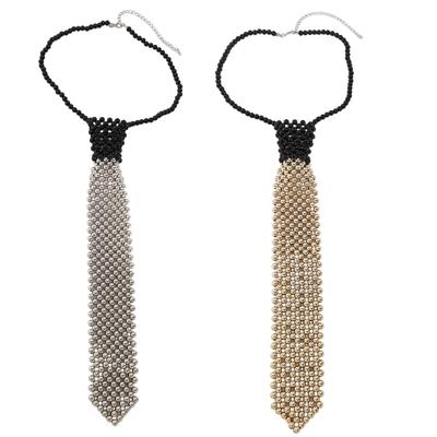 Elegante Krawattenkette mit funkelnden Perlen für formelle Anlässe, Uniform-Krawatte, Punk-Krawatte mit Juwelen