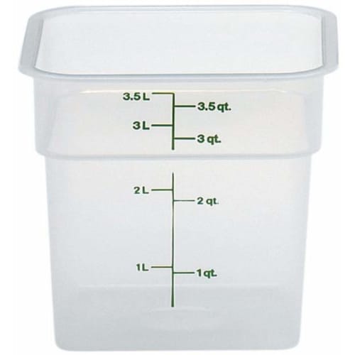 CAMBRO Square Food Container, 4SFSPP, Translucent Polypropylene, Made in the USA, AHC382