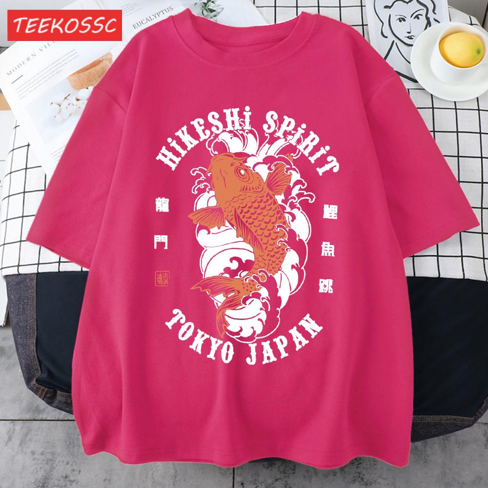 Hikeshi Spirit Tokyo Japan Print Tee Shirts For Man Cotton ONeck T Shirt Sport AllMatch Top Summer Male New Loose Short Sleeve
