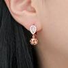 [] 14K Gold Needle Benny Ball Drop Rose Gold One-Touch Ring Earrings