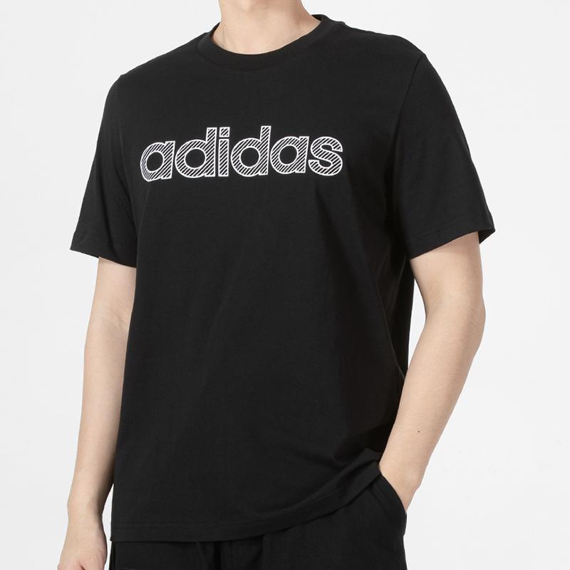 Adidas Neo Casual Breathable Letter Logo T-Shirt Men Tops Black HD7066