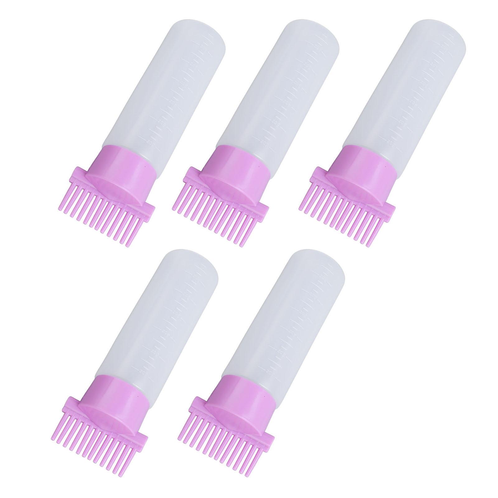 

5pcs Root Comb Applicator Bottle Hair Dye Oil Applicator Bottle Applicator Brush with Graduated Scale for Barber Shop