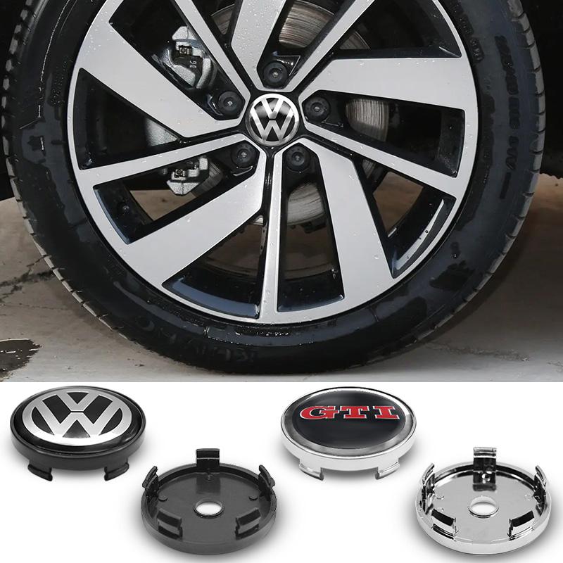 LVAXC1 4Pcs 56mm+60mm Car Wheel Center Hub Cap Rim Cover Stickers Accessory For Volkswagen VW GTI R Golf Polo Tiguan Passat Jetta Rline