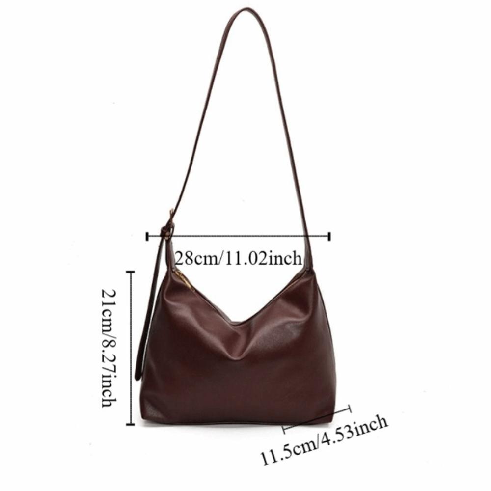 Lightweight Soft Leather Tote Bag Elegant Vintage Underarm Bag Commuting Shoulder Bag  Shopping