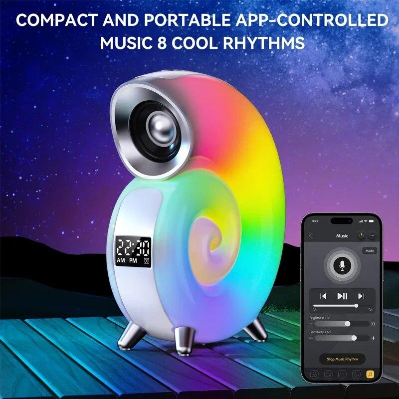 Difuzor Bluetooth Control aplicație LED RGB Lumină de noapte Lampă Ceas cu alarmă Difuzor fără fir Muzică HiFi Stereo Sunet Subwoofer Cadou