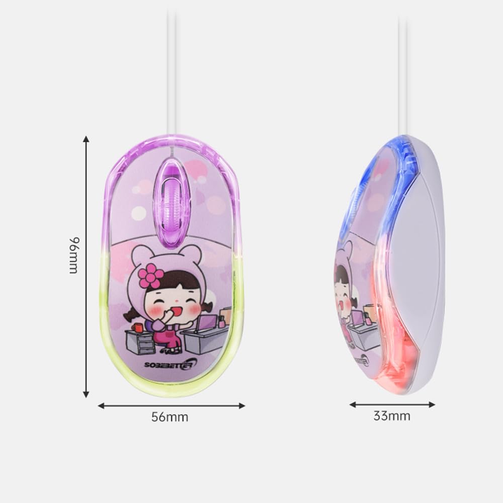 Wired Mouse with Dual USB-A and USB-C Connections, USB Wired Type-C Mouse, 1000 DPI, Optical, Portable, Cute, Lightweight, Ambidextrous, Compatible