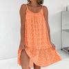 U Yaka Kolsuz Mini Elbise Pileli Fırfır Etek Gevşek Fit Backless İnce Çiçek Baskı Sling Bayan Plaj Elbisesi Günlük Giysi