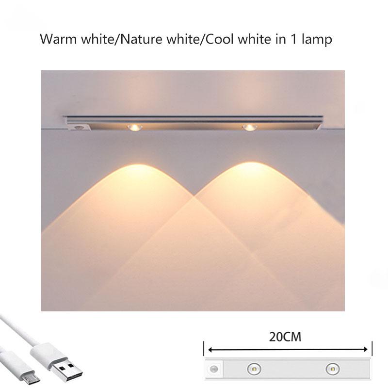 LED Ultra Thin Night Light Motion Sensor Wireless USB Under Cabinet Light For Kitchen Bedroom Wardrobe Staircase Indoor Lighting