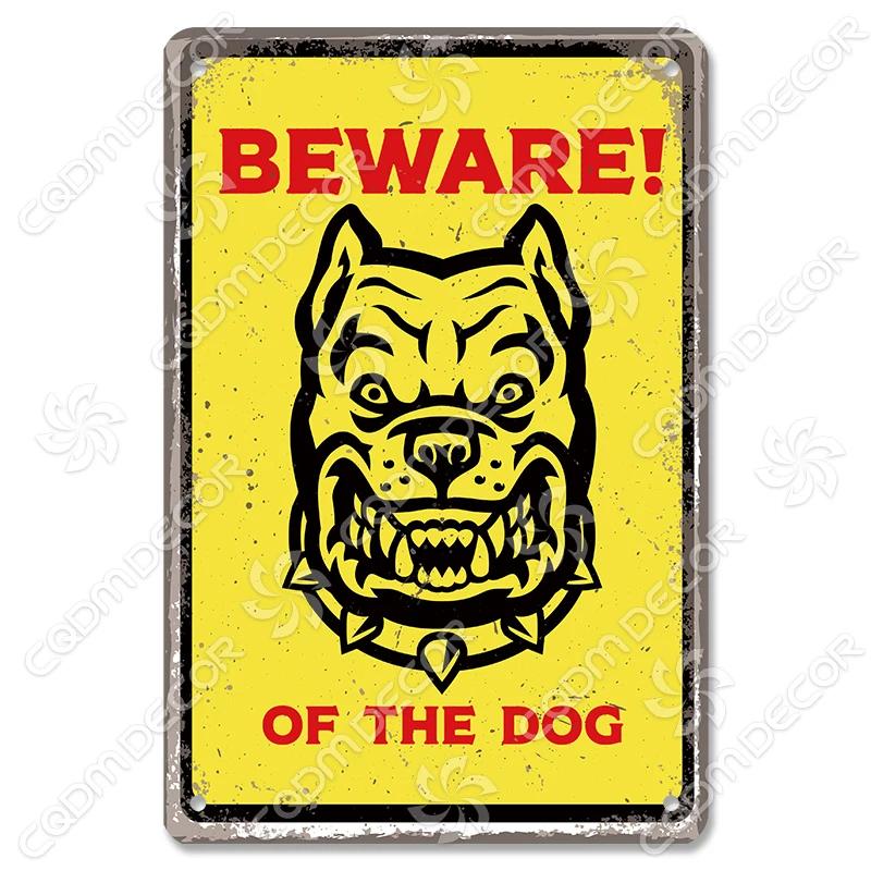 Beware of Dog Warning Tin Sign Metal Plate Caution Danger Dogs Vintage Poster Metal Plaque Garden Backyard Farm Home Wall Decor
