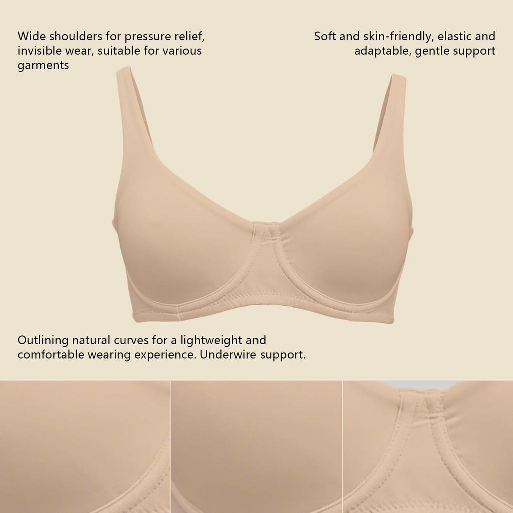 Zeriluna Nude Underwire Non-Padded Bra with Wide Straps - Comfortable, Skin-Friendly Push-Up Lingerie
