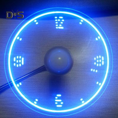 Round Clock Shape Handheld USB Mini Cooling Fan with LED Light