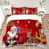Christmas Santa Claus Reindeer Print 3Pcs Bedding Setduvet Cover With 2 Bedropillowcase Home Birthday Gift