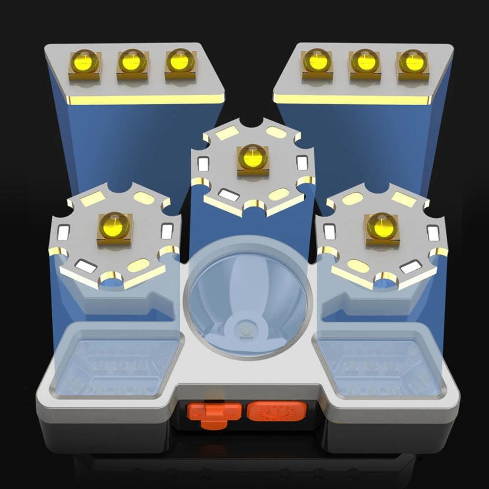 Outdoor High Brightness 5LED Headset Flashlight Outdoor Household Portable USB Rechargeable Fishing Miner Lamp Strong Headlight