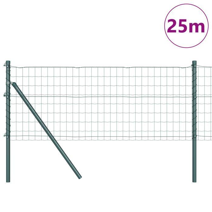 VidaXL Clôture Euro avec 13 poteaux 0,8x25 m en acier galvanisé vert 3350318