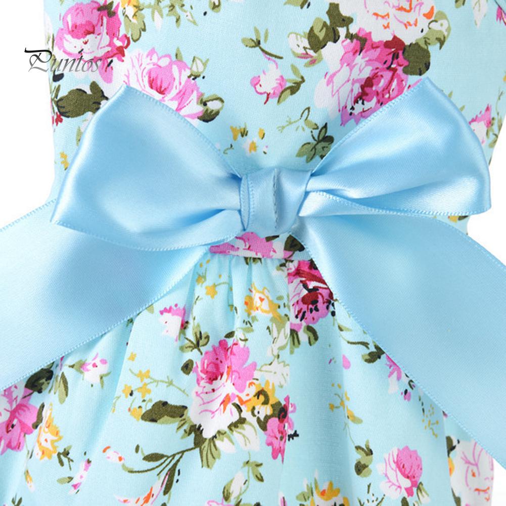 Pies Kot Wiosna Lato Kwiat Drukuj Bawełna Słodka Sukienka Kostium Strój Ubrania