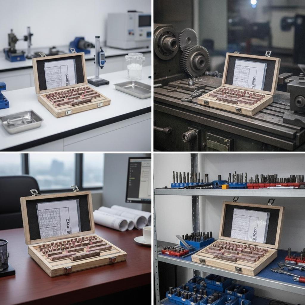 47 Pieces Gauge Block Set with Wooden Case FineTolerance Steel Calibration Blocks