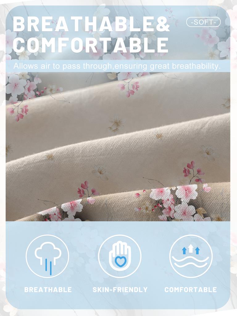1 Simple Modern Plant Flower Printed Matte Fitted Sheet, Bedroom Printed Bed Cover, Bedding (Excluding Pillowcases)