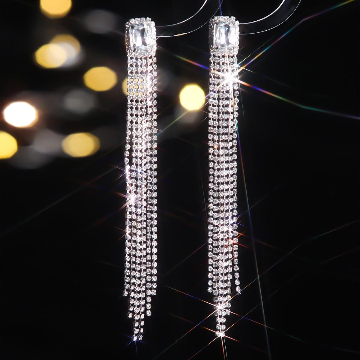 

Серьги-кисточки из серебра 925 пробы со стразами - Модные висячие серьги для женщин