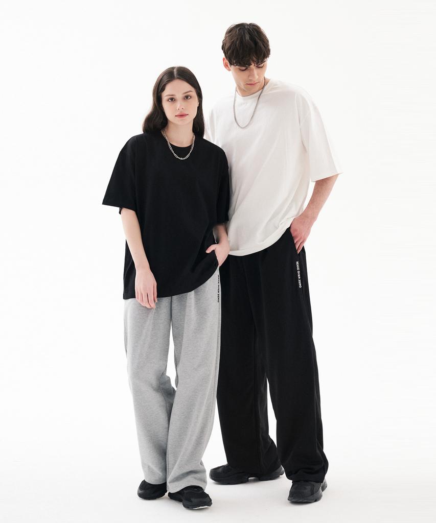 MOZMOZ One-Pleat Sweat Wide Training Pants Black