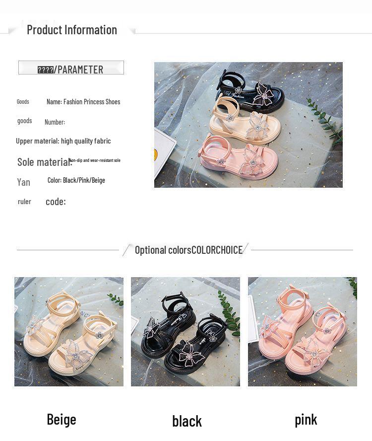 2025 Summer Rhinestone Bow Sandals for Girls - Casual Soft Princess Shoes for Little and Big Kids