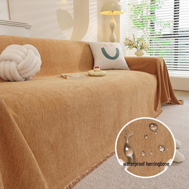 Modern Minimalist Chenille Herringbone Sofa Cover, Four Seasons Non-Slip Blanket