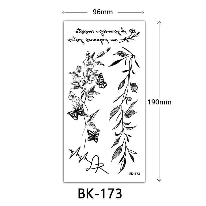 Sketch Rose Temporary Tattoo - Black & White Floral Design