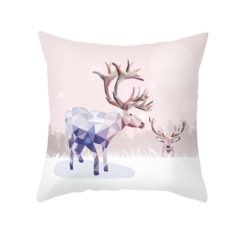Christmas Pillow Cover Peach Skin Cartoon Print Santa Claus Pillow Home Living Room Sofa Cushion Cover