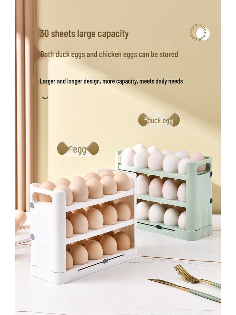 Wendebarer dreilagiger Eierhalter: 30-Eier-Aufbewahrungsbox für Küche und Kühlschrank