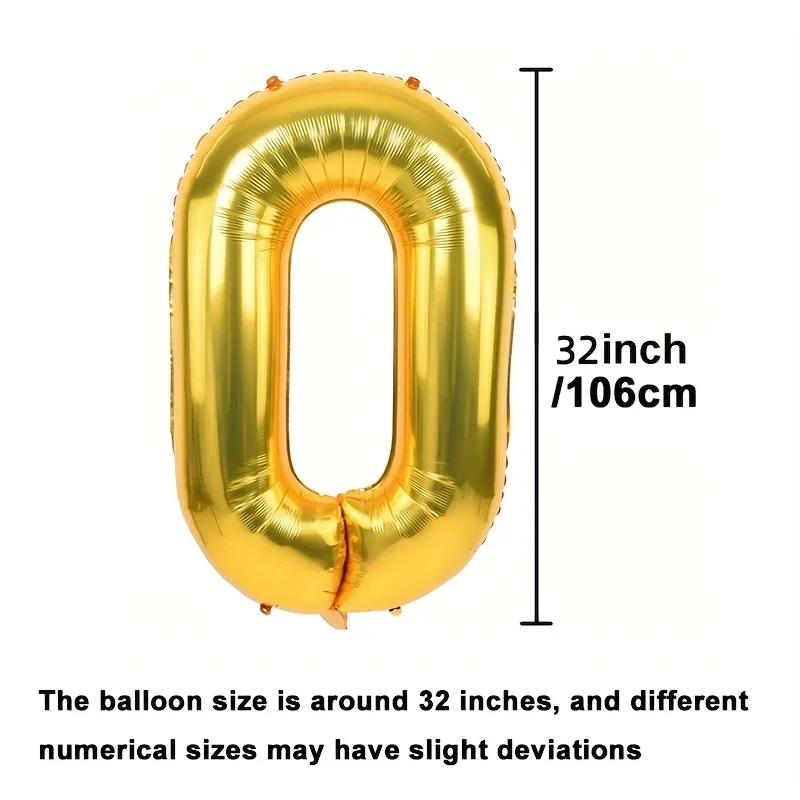 1 Pcs, Large Golden Balloon Number, Birthday Party Decoration Scene Aluminum Film Balloon