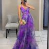 European Style Spring and Summer Print Spaghetti Strap Maxi Dress INS Vacation Casual Party