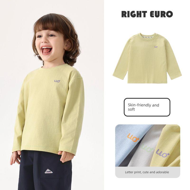 Right European Boys' Pure Cotton Long-Sleeved T-Shirt Kidsren's Spring & Fall Style Cool Sun Protection Quick-Drying Top 2026 New Kidsren's Clothing