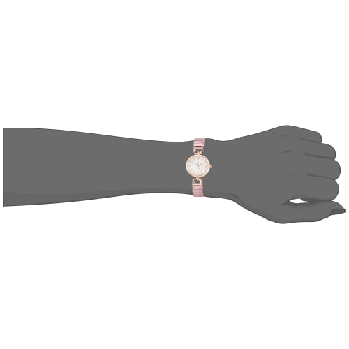 Fieldwork Women's Analog Watch with Accordion Pattern and Metal Band, Pink Gold, YM068-2