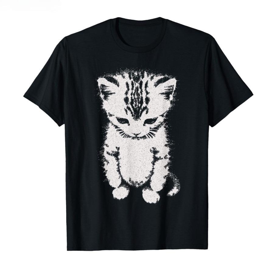 Poor Little Cat Funny Emoji Print Tshirt Poor Little Cat Laughing To Tears Cartoon Pattern Unisexs and Womens Trendy Tshirt