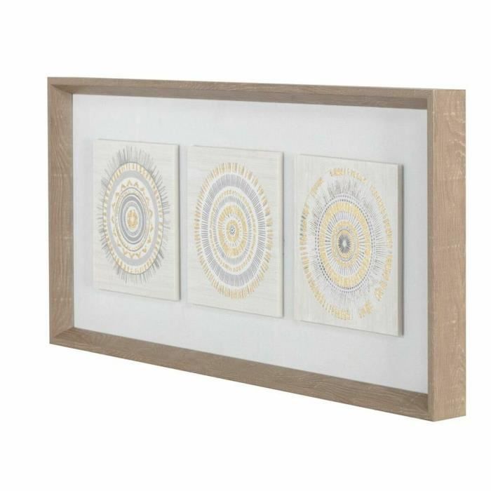 Tableau - Blanc - Scandinave - 63,5 x 4 x 28,6 cm - Décoration murale - 2 cercles