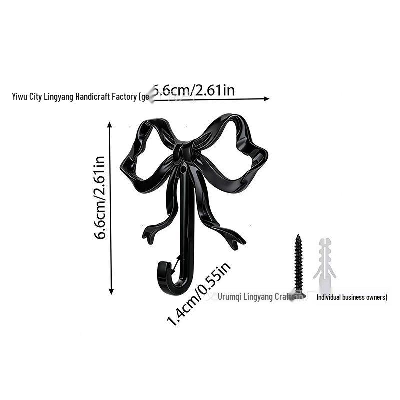 Alloy Bow Wall Hook for Living Room, Bathroom, and Entrance Decoration