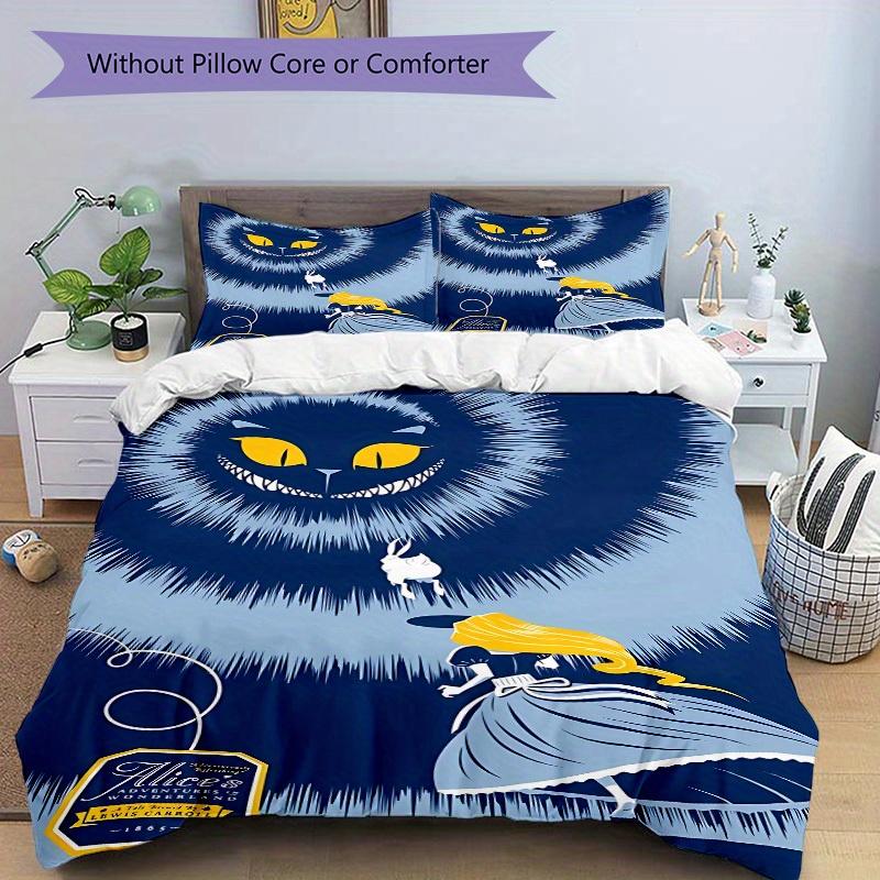 3pcs Alice Wonderland 1 Cover+2 Pillowcases, Pillow Inserts Not Included, Machine Washable, All-Season Use, Teen and Adult Rooms125