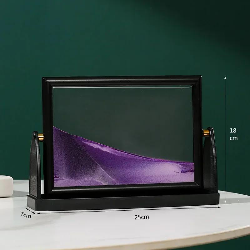 Creative Moving Sand Art Painting Square Glass 3D Deep Sea Sandscape Quicksand Hourglass Rotatable Flowing Sand Home Decor Gifts