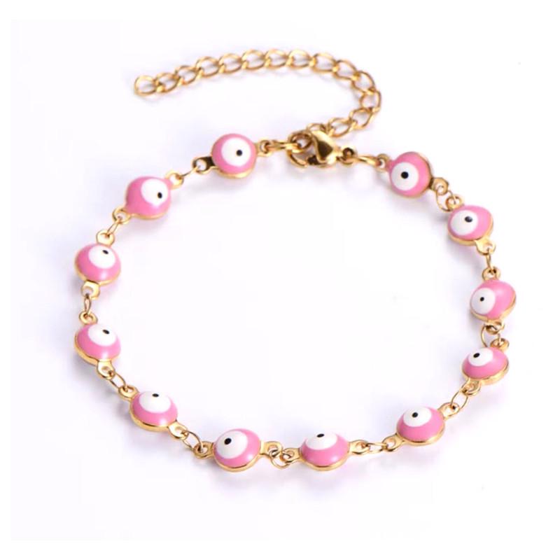 18K Gold-Plated Evil Eye Stainless Steel Bangle for Women